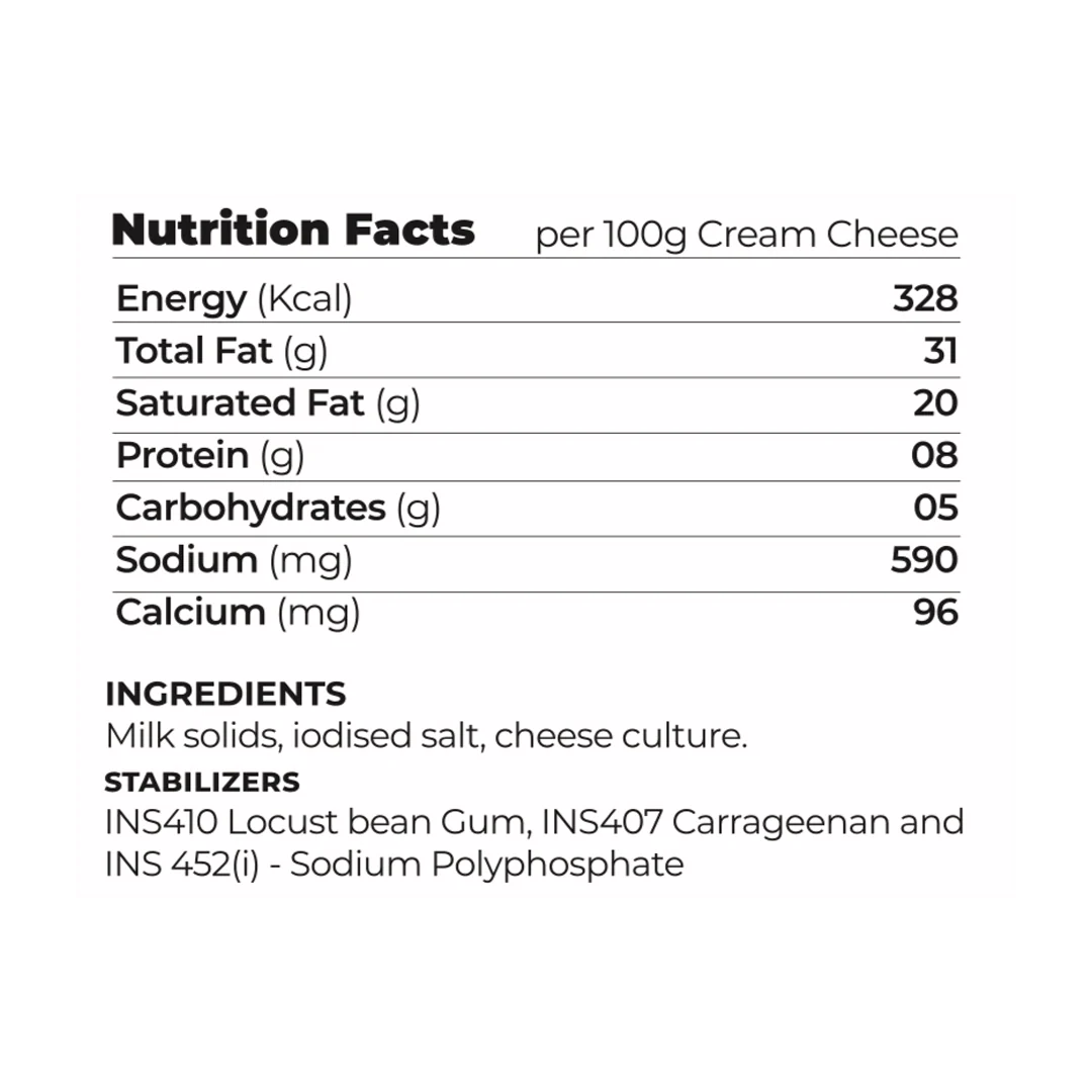 Premium_cream_cheese Nutritional facts of Artisanal Cream Cheese